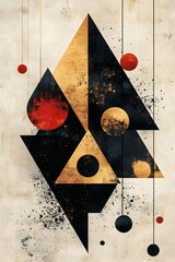 Poster - wallpaper with abstract geometric shapes like triangles and circles, representing various financial elements