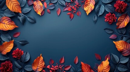 Joyful Thanksgiving Calligraphy with Leaf Illustrations on Dark Blue Background - Vector Typography