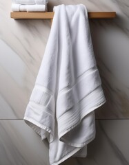 A simple bath towel, a clean look, an elegant background, and a stylish finish. Generated by AI