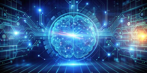 Artificial intelligence technology concept with futuristic digital interface, AI, technology