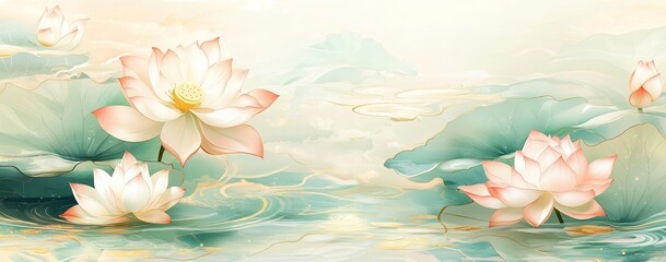 Sticker - Serene Lotus Pond: This background showcases