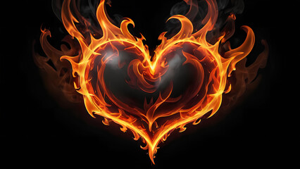 Sticker - Fire heart flame love passion abstract smoke valentine background hot