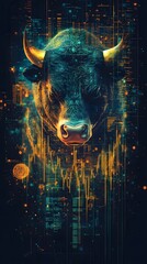 Wall Mural - bull in the dark