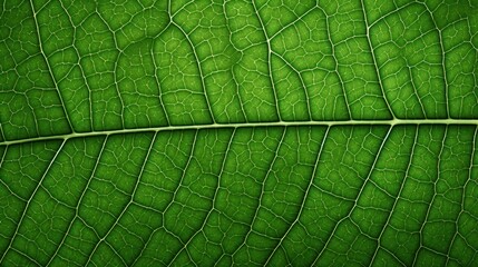 Wall Mural - Close-up view of intricate green leaf veins creating a textured pattern