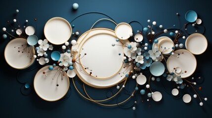 Wall Mural - Abstract Floral Design with Circular Elements