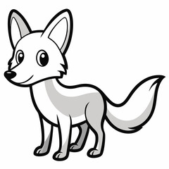 Sticker - doodle line art drawing of small Jackal vector illustration