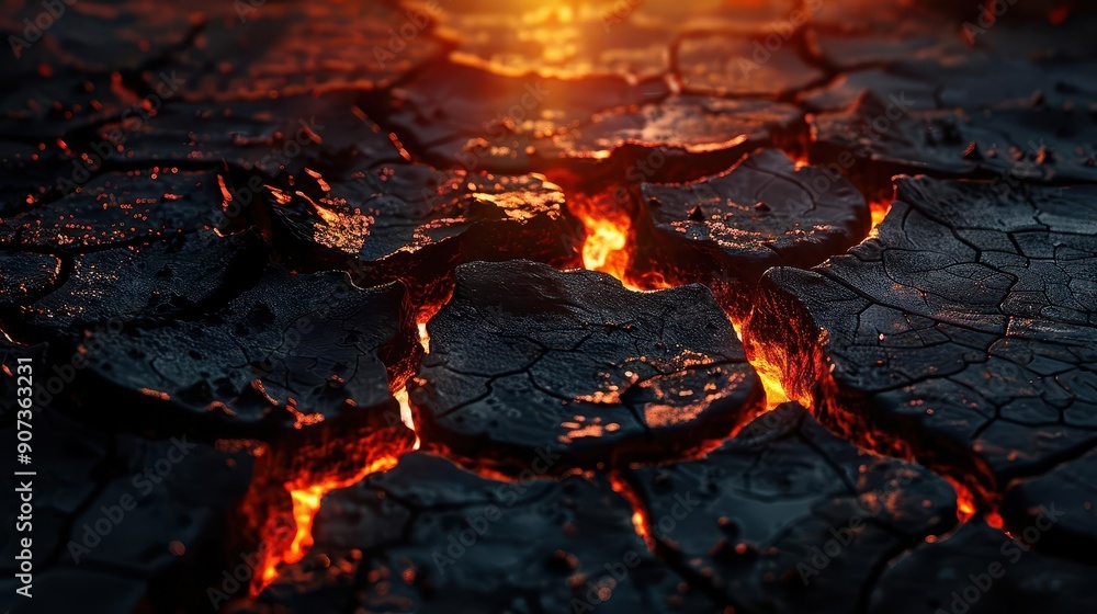 Parched earth with deep fissures and cracked soil, showing the effects ...
