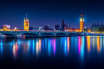 Wall Mural - Night view of London big ben