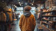 © Nidaime - man shopping for clothes in thrift store