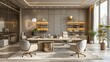 © Рудой Максим - Modern Office Interior Design Featuring Elegant Furniture and City View During Daytime. Generative AI