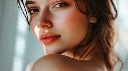 beautiful partial close-up of a slim woman embracing herself, highlighting female beauty and self-lo