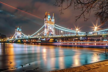 Wall Mural - Tower bridge London while open bridge for big boat pass at Thames river travel destination