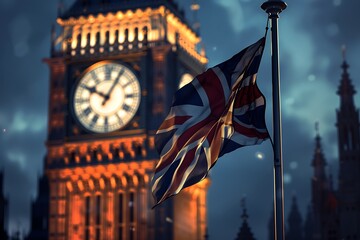 Wall Mural - Big Ben during colorful evening in London, England, UK