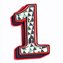 Poster - Colorful 3D Number One with Gem-like Design