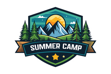 Mountain Landscape Summer Camp Logo Design