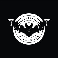 Wall Mural - Halloween bat vector logo silhouette icon design black and white 