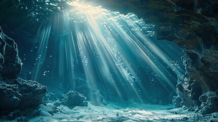 Wall Mural - Underwater Cave with Sunbeams