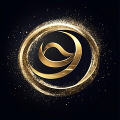 Sticker - Intricate Golden Sparkle Design on Black Background