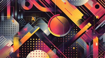 Vibrant Geometric Shapes and Dynamic Lines in Modern Sports Background