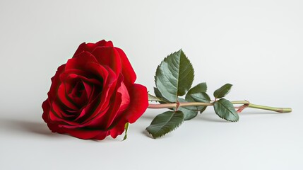 Sticker - Single stunning red rose, isolated on a plain background, capturing its elegance and rich, vibrant color