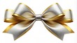 © Wanlop - Elegant gold and silver ribbonBow intertwined for logo design concept on isolated white background with subtle gradient and soft focus effect.
