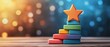 © Natalia - Success metrics, star and bar chart, flat design illustration