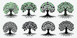 © Mr Graphic Zone - Set of Colourful and black banyan tree combo Package collection, Logo Icon Vector illustration design