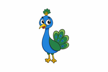 Sticker -  kawaii peacock vector illustration