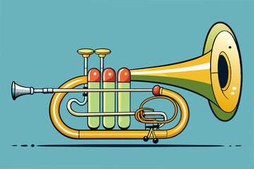 Trumpet musical instrument on colorful background