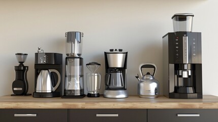 3D render of a collection of home appliances set up