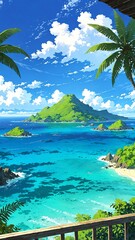 Wall Mural - mamanuca islands fiji natural wonders around the world morning view anime