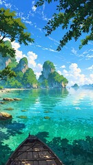 Wall Mural - phang nga bay thailand natural wonders around the world morning view anime