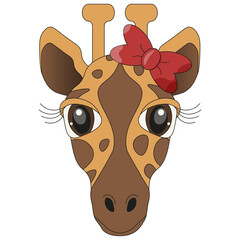 Wall Mural - Cute Giraffe girl template design. Simple flat vector Giraffe head isolated white background. Vector illustration can used t-shirt print zoo park poster design. EPS 10