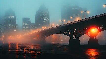 Canvas Print - abstract city in thick fog  