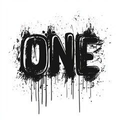 Poster - Artistic Representation of the Word 'ONE' in Black Ink