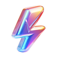 Sticker - 3D icon - lightning bolt, on isolated transparent background