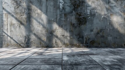 Wall Mural - Gray cement wall and stone flooring