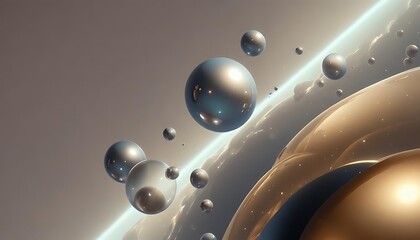 Wall Mural - Floating Metallic Spheres