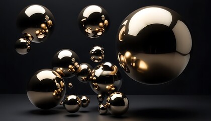 Wall Mural - Floating Metallic Spheres