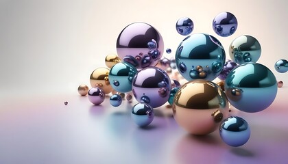 Wall Mural - Floating Metallic Spheres