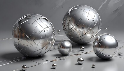 Wall Mural - Floating Metallic Spheres