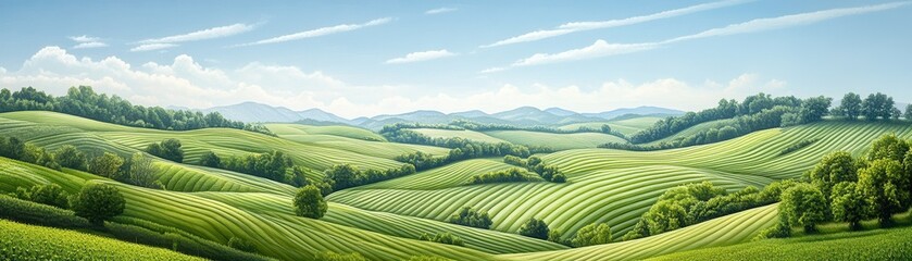 Canvas Print - Rolling Green Hills Landscape.