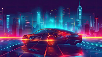 Wall Mural - Abstract speed Business Start up launching product with Electric car and city concept Hitech communication concept innovation background  vector design