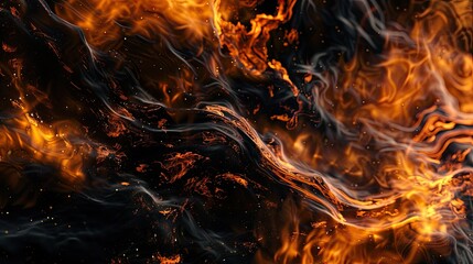 Wall Mural - Black Fire Abstract  Fiery Darkness  Fiery Black Background.