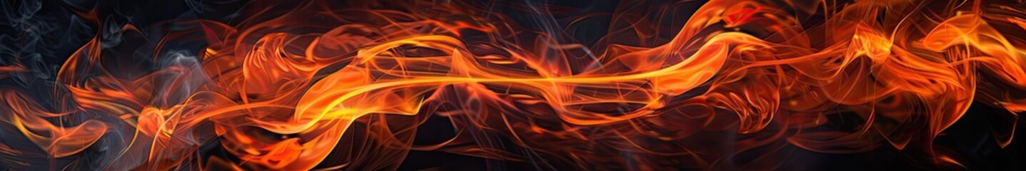 Wall Mural - Fire flames on black background.