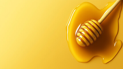 golden honey on a yellow background