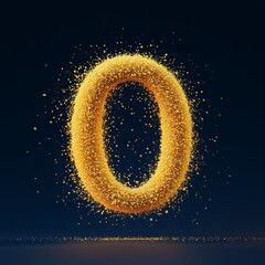 Sticker - Floating Golden Number Zero Surrounded by Particles