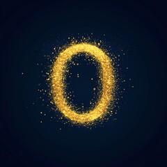 Sticker - Stunning Gold Glitter Number Zero on Dark Background