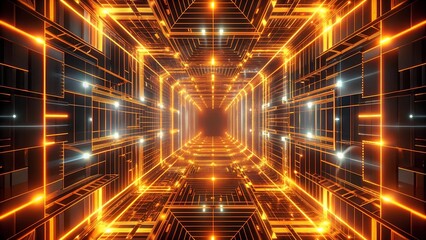 Wall Mural - intertwined auroras: a symphony of orange and black ai generated