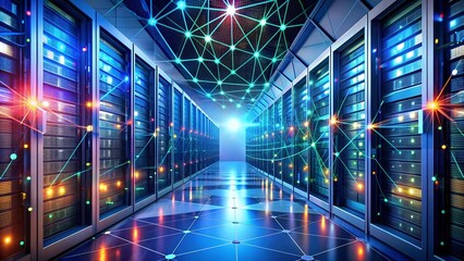 Wall Mural - the symphony of data: a visual representation of a modern data center's interconnected systems ai ge